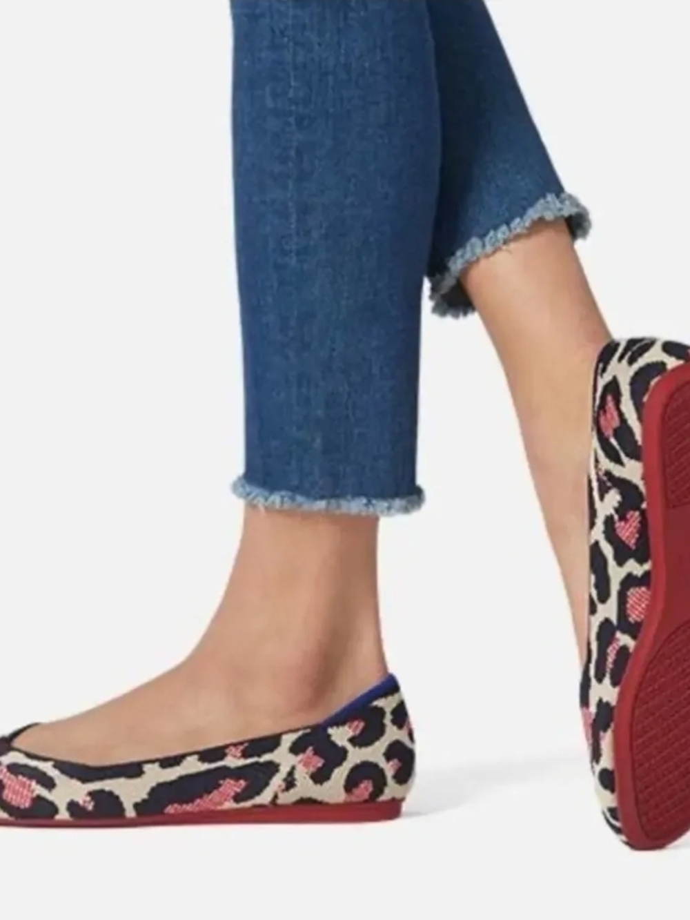 Rothy's Leopard-Print Ballet Flats in Beige, Black, And Pink Sz 9